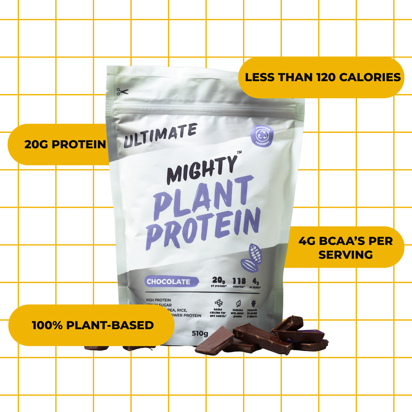 Mighty Ultimate Protein Powder Chocolate 510g