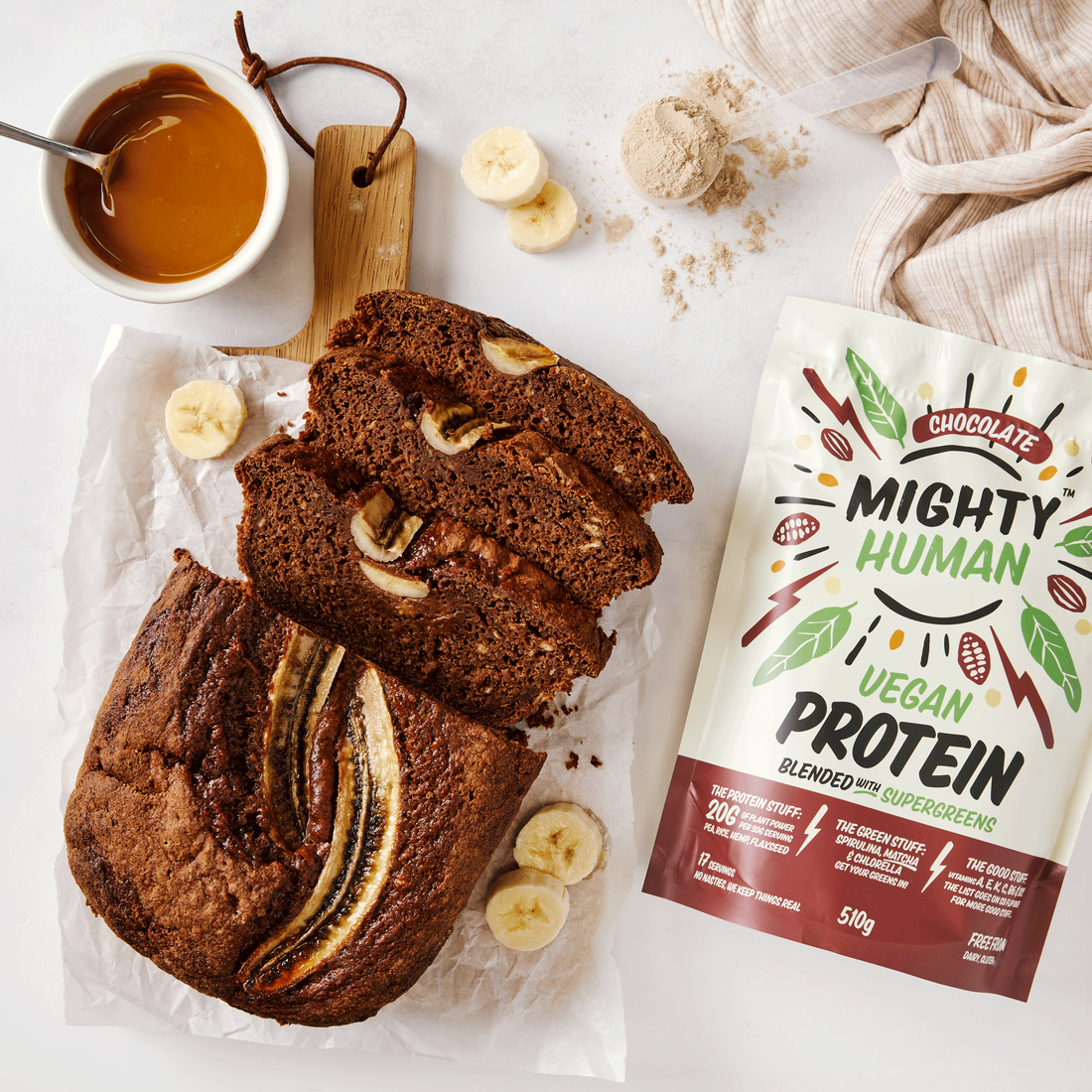 Vegan Banana & Chocolate Protein Bread