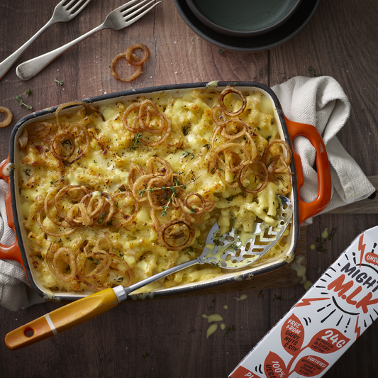 Mac and Cheese with Thin and Crispy Onions